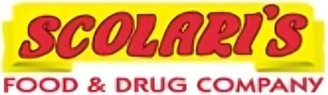 Bright yellow and red store logo