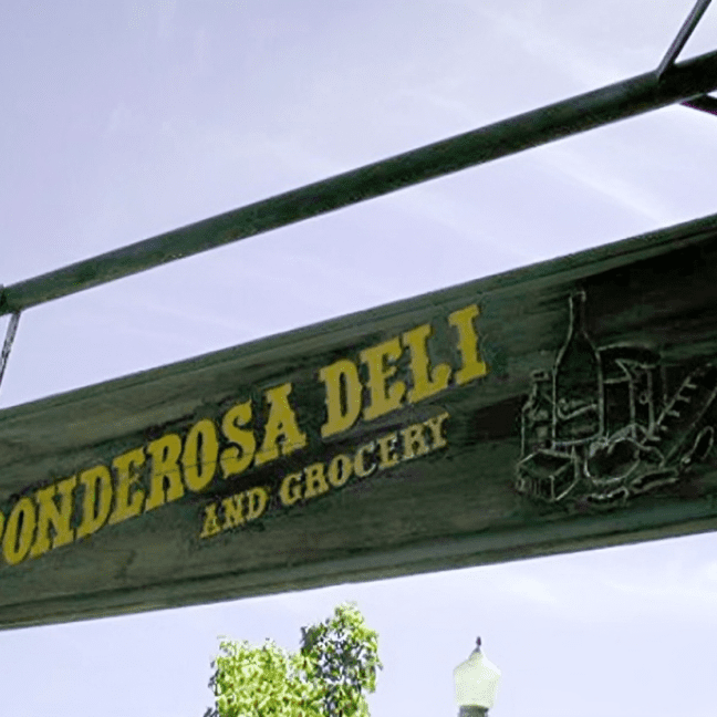 Outdoor sign for Ponderosa Deli and Grocery